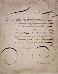 Ranskalainen kalligrafia: Louis Barbedorin tilikamarin kirje vuodelta 1640.