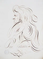 Ranskalainen kalligrafia: Bernard de Parisin isä Voltairen muotokuva noin 1780. Pariisin kaupungin historiallinen kirjasto.