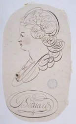 Ranskalainen kalligrafia: Nuoren henkilön muotokuva, jonka Bernard de Paris teloitti noin 1780.