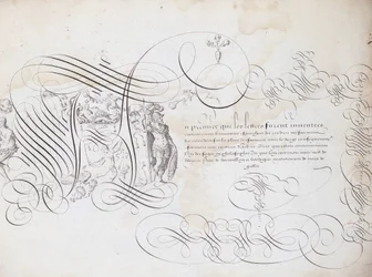 Ranskalainen kalligrafia: Robert Vignonin kirjoituspuutarha noin 1600. Pariisin kaupungin historiallinen kirjasto.