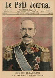 Ranskalaiset isännät, Hänen Majesteettinsa George I, Kreikan kuningas, etukannen kuvitus "Le Petit Journalista", liitekuva, 10. marraskuuta 1895