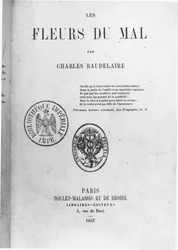 Charles Baudelairen (1821-67) Les Fleurs du malin ensimmäisen painoksen etukansi, julkaisija Poulet-Malassis et de Broise, 1857