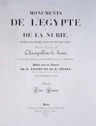 Taiteilijan ensimmäinen osa Monuments de lEgypte et de la Nubie, julkaissut Pariisissa Firmin-Didot, 1835