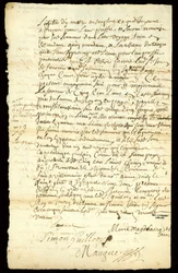 Turkiskauppasopimus Francois Francoeurin ja neljän matkamiehen välillä tavaroiden kuljetuksista ja majavanantojen ostamisesta Michilimackinacissa ja Chicagossa, 1692 (katso myös 332318)