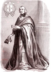 Giulio Raimondo Mazzarino, italialaista alkuperää oleva ranskalainen kardinaali ja diplomaatti.1865 (kaiverrus)