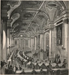 Suuri kokoushuone Valtioneuvostossa Pariisissa - Kaiverrus "Tableau-de-Paris": Edmond Texier 1852
