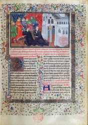 Guillaume de Nangis (k.130003) esittelee kirjansa Philippe IV:lle (1268-1314) le Belille, Ranskan kuninkaalle 1285-1314