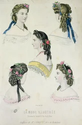 Monsieur Croisatin hiustyylit, La Mode Illustrée, 1865