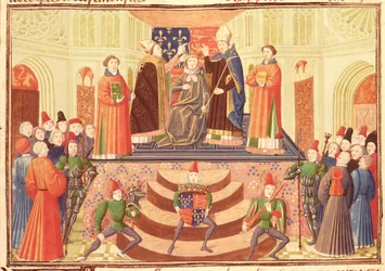 Harl 4380 f.186v Henrik IV:n (1367-1413) kruunajaiset, Froissartin kronikasta, osa IV