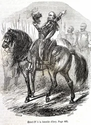 Henri IV (1553 - 1610) Ivryn taistelussa (14.3.1590) - L.-P.:n "" Histoire de France" -teoksessa. Anquetil