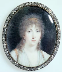 Henriette Lucy Dillon (1770-1853) Marquise de la Tour du Pin Gouvernet, n. 1802 (wc norsunluun päällä)