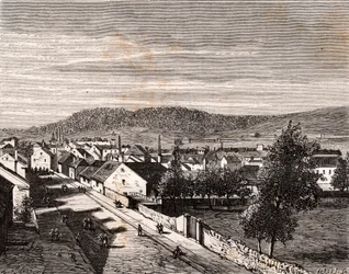 Hericourt - - Saone-et-Loiren departementti - kaiverrus "La France illustree: maantiede, historia, tilastohallinto" V.A. Maltaanruskea. 1884