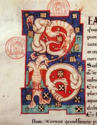 Historioitu alkukirjain, latinalaisesta Raamatusta