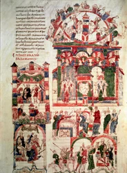 Kuningas Salomonin elämänhistoria Sivu Noaillesin Raamatusta (tai Sant Pere de Rodan tai Saint Pierre de Rodan Raamatusta) 10. tai 11. vuosisata Pariisi, B.N.