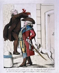 Honore Gabriel (Honore-Gabriel) Riqueti, Mirabeaun kreivi (1749-1791) Abbé Mauryn aristokratian hattua päällään valmistautuu lähtemään Aacheniin 1700-luvun lopulla.