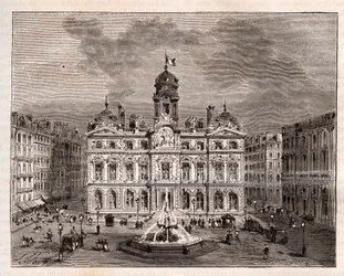 Hotel de Ville de Lyon - - kaiverrus "" La France illustree: maantiede, historia, tilastohallinto"" V.A. Maltaanruskea. 1884
