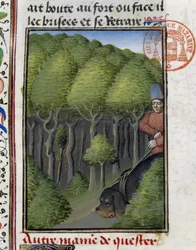 Metsästyskoira - kirjassa "" Metsästyskirja Gaston Phoebus, Foixin kreivi, Lord of Béarn""