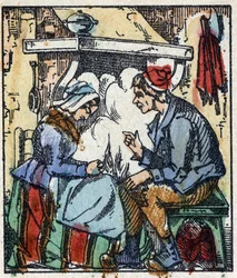 Kuva Charles Perraultin "" Le petit poucet "" -tarinasta. Puukaiverrus Imaging Pellerin - Epinal, sd. 1800-luvun loppu.