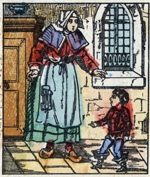 Kuva Charles Perraultin "" Le petit poucet "" -tarinasta. Puukaiverrus Imaging Pellerin - Epinal, sd. 1800-luvun loppu.