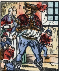 Kuva Charles Perraultin "" Le petit poucet "" -tarinasta. Puukaiverrus Imaging Pellerin - Epinal, sd. 1800-luvun loppu.