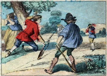Kuva Jean de la Fontainen (1621-1695) sadusta: sudesta tuli paimen. Epinaalinen kuvantaminen 1800-luvun lopulla.