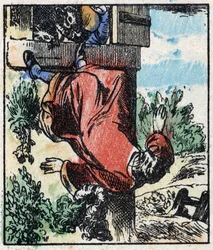 Kuva tarinasta "" Raminagrobis ja hiiret "" Puukaiverrus Imaging Pellerin - Epinal, sd. 1800-luvun loppu.