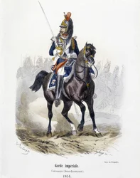 Keisarillinen kaarti: Cuirassiers vuonna 1854 - A. Barbierin "Armeijan historiassa"