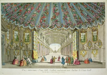 Vauxhall Gardensiin johtavan gallerian sisätilat