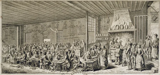 Kabareen sisäpuoli "" Ramponaux"", sd. 1700-luvulla
