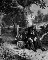 Isaac Newton (1642-1727), englantilainen matemaatikko ja tähtitieteilijä, oivaltaa maan vetovoiman käsitteen Woolsthorpen omenapuusta putoavan omenan avulla.