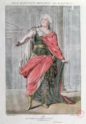 Jean Baptiste Brisard Vieil Horacen roolissa Corneillen tragediassa Horace (värikaiverrus)
