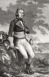 Jean Victor Marie Moreau (1763-1813) Parmentierin kaiverruksesta, Louis Blancin (1811-82) teoksesta "Histoire de la Revolution Francaise" 1847-62
