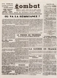 Lehti COMBAT - numero 54 - helmikuu 1944 - yhdistyneiden vastarintaliikkeiden elin. (salainen sanomalehti) - Minne vastarinta menee