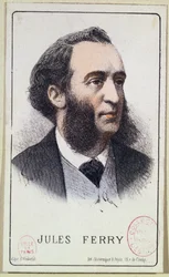 Jules Ferry (1832-93). kuvitus koulun oppikirjaan. 1800-luvun lopulla