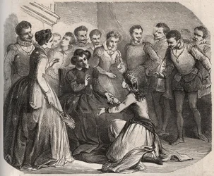 Julita Guagnini pyysi kuningatar Katariina de Medicisiä (Caterina de Medici) (1519-1589) ottamaan hänet palvelukseensa. Hänestä tuli Louis de Bussy d