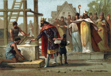 Kuningas Dagobert I (600-639) valvoi Cathedrale Saint Denis -katedraalin rakentamista.