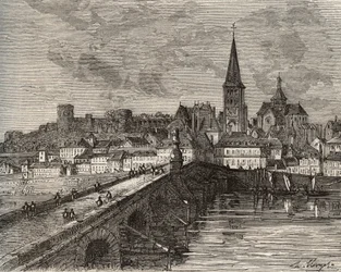 La Charite sur Loire - La Charite-sur-Loire - Nievre, Burgundin alueella - kaiverrus "France illustree: maantiede, historia, tilastohallinto" V.-A. Maltaanruskea. 1884