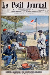Ranskalaisen tutkimusmatkailijan varakreivi Pierre Marie Robert Du Bourg de Bozasin (1871-1903) viimeiset hetket Bourg de Bozassa trooppisessa Afrikassa "Le Petit Journal" 22. helmikuuta
