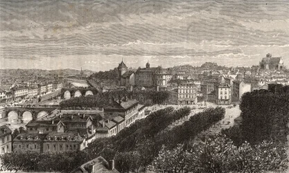 Laval - Mayenne - Pays de la Loire - kaiverrus V.A. Malt-Brownin kirjaan "La France illustrée: maantiede, historia, tilastohallinto". 1884