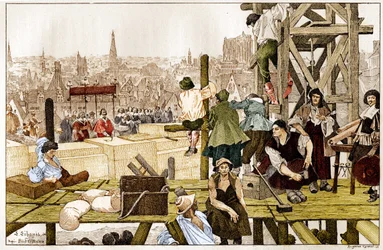 Kardinaali Richelieu laski Sorbonnen ensimmäisen kiven Rouen Francois du Harlayn kaaren läsnäollessa 1600-luvulla.