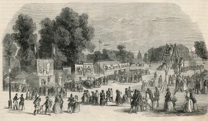 Le Carre Marigny kesäkuussa 1848 Pariisissa - Kaiverrus "Tableau-de-Paris" Edmond Texier 1852