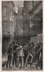 Les Posters - Pariisin ihmiset heräävät löytääkseen julkisia ilmoituksia kaikilta seiniltä, jotka kertovat heille vallankaappauksesta 2. joulukuuta 1851 - kirjassa "" Histoire d