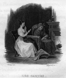 Ranskalaisen runoilijan ja lauluntekijän Pierre Jean de Berangerin (1780-1857) Chanson de Beranger -kortit teoksessa "Oeuvres completes" (1834).