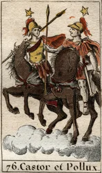Dioscures Castor ja Pollux (Castor ja Pollux the Dioscuri (Dioskouroi) Pierre Blanchardin "Nuoruuden mytologiasta"