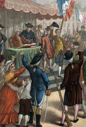 Les enrolements volontaires (Odeon-teatterin edessä, Pariisi), La Patrie en vaarassa, 22. heinäkuuta 1792.
