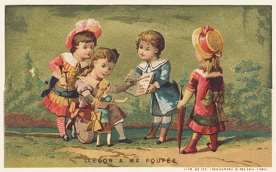 Oppitunti nukelleni, 1800-luvun loppu (chromo)