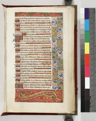 Lewis E 113 f.20r Koristeltu tekstisivu mottolla Without Loyalty all is Lost, 1500-15