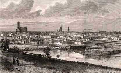 Limoges - Haute-Vienne - kaiverrus "La France illustree: maantiede, historia, tilastohallinto" V.A. Maltaanruskea. 1884
