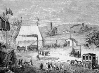 Veturikilpailut pidettiin Liverpoolissa lokakuussa 1829 - "" Album of Sciencessä; maineikkaat tutkijat; Suuria löytöjä””” 1896.