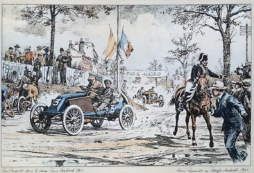Louis Renault ajamassa Pariisista Madridiin vuonna 1903, noin 1903